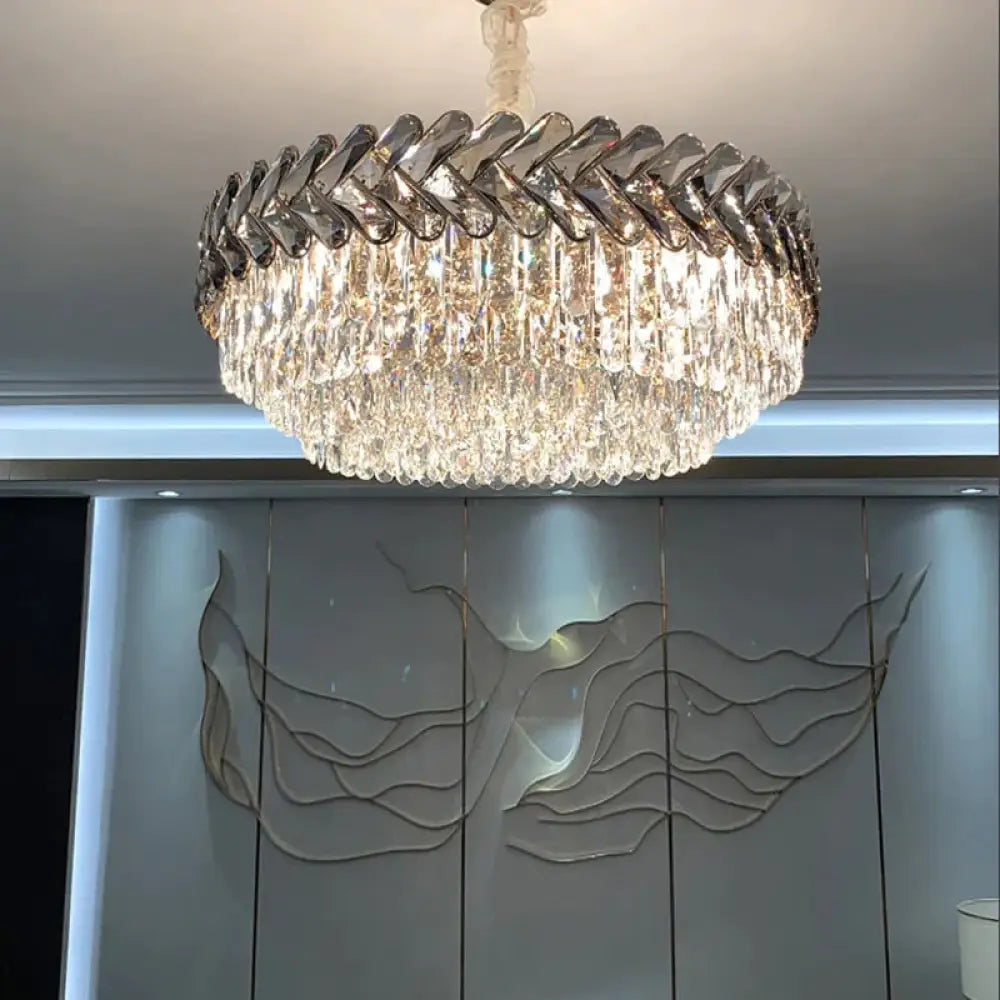 Clara - Round/Rectangle Crystal Chandelier Dia50 X H30Cm(Round) / Dimmable Warm White