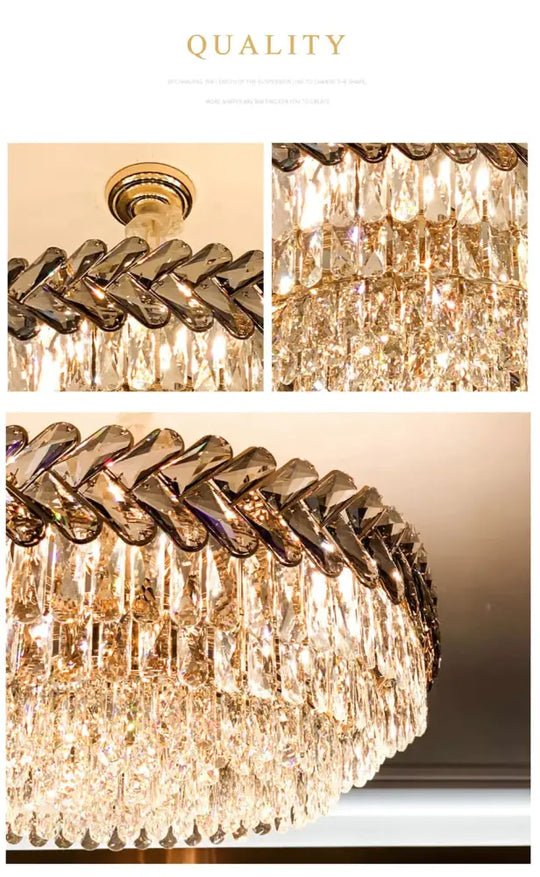 Clara - Round/Rectangle Crystal Chandelier Dia50 X H30Cm(Round) / Not Dimmable Cold White