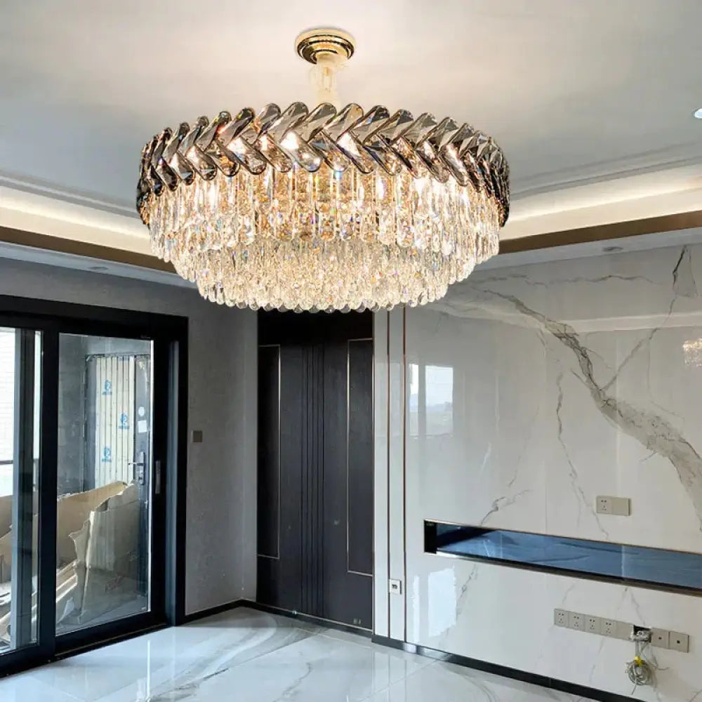 Clara - Round/Rectangle Crystal Chandelier Dia60 X H30Cm(Round) / Not Dimmable Warm White