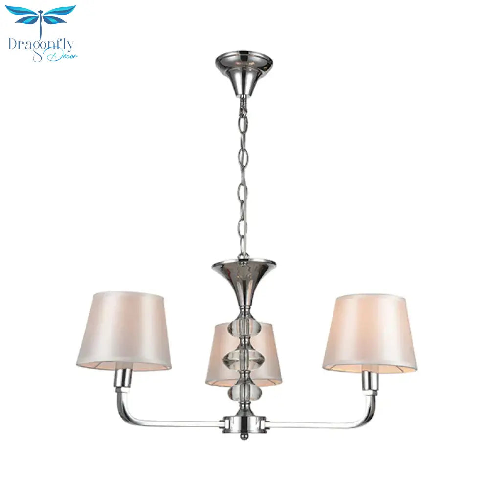 Classic 3 Bulbs Beige Fabric Hanging Chandelier Light Ceiling Fixture For Kitchen