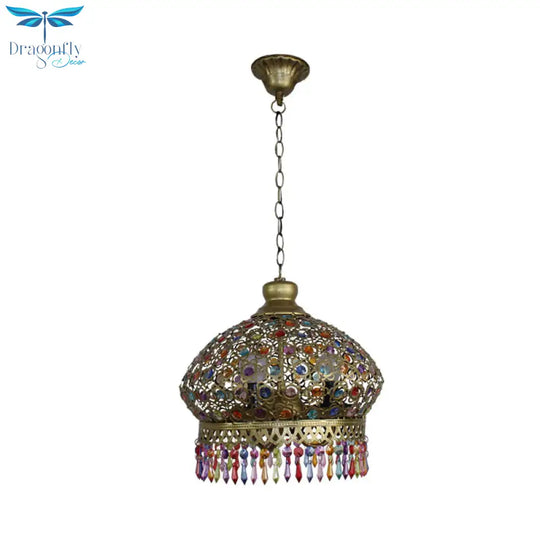 Classic Dome Chandelier Light Fixture Decorative 3 Lights Living Room Hanging Lamp In