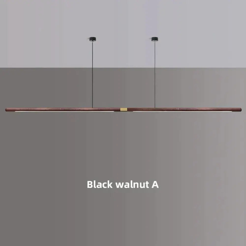 Claudo - Linear Nordic Black Walnut Led Solid Wood Pendant Lights Black Walnut A / 220Cm 36W|Warm