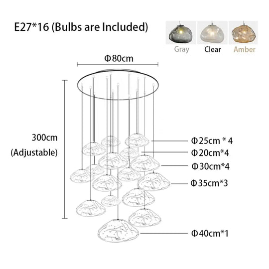 Cloud Glass Dimmable Led Lights Modern Ceiling Chandeliers New Lustres Stair Pendant Lamps Home