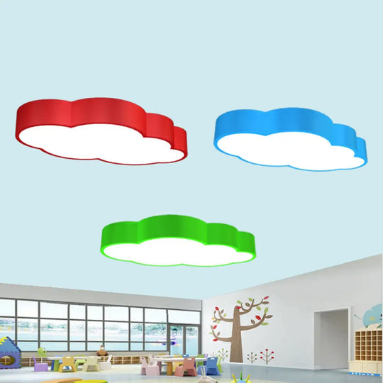 Cloud Shaped Nursery Ceiling Lamp Acrylic Led Cartoon Flush Mount Lighting Fixture In