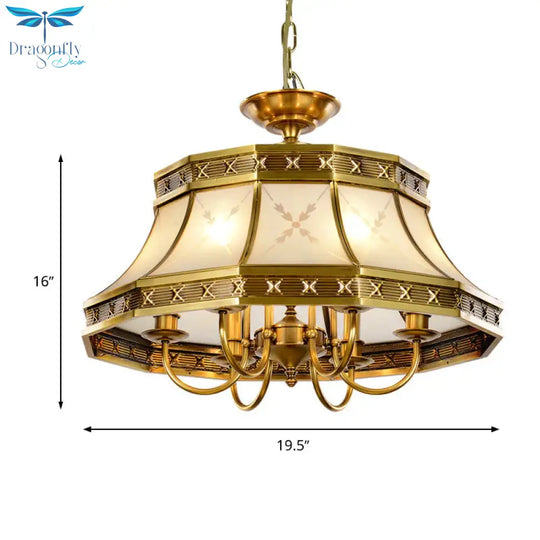 Colonial Style Brass Chandelier Pendant Light With 4 Bulbs