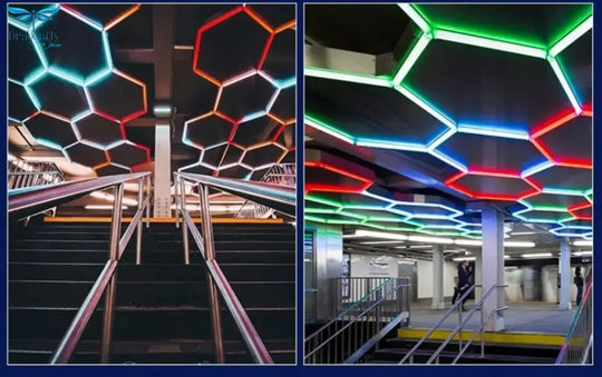 Colorful Decoration Gaming Rhythm Dancing Light Led Hexagon For Garage Gym Workshops Carwash