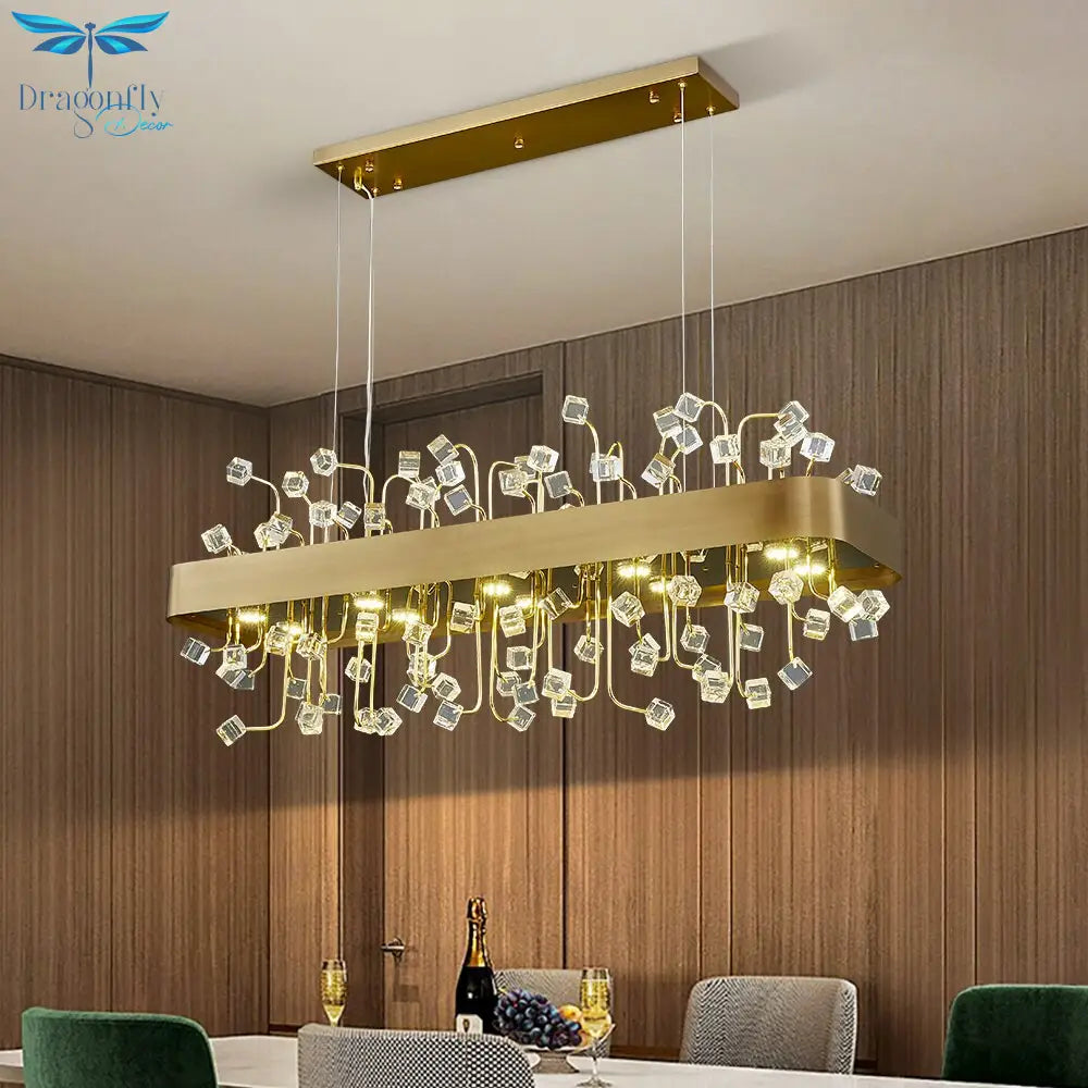Colour Crystal Led Chandeliers For Living Room Indoor Lighting Round Chandelier Bedroom Rectangle