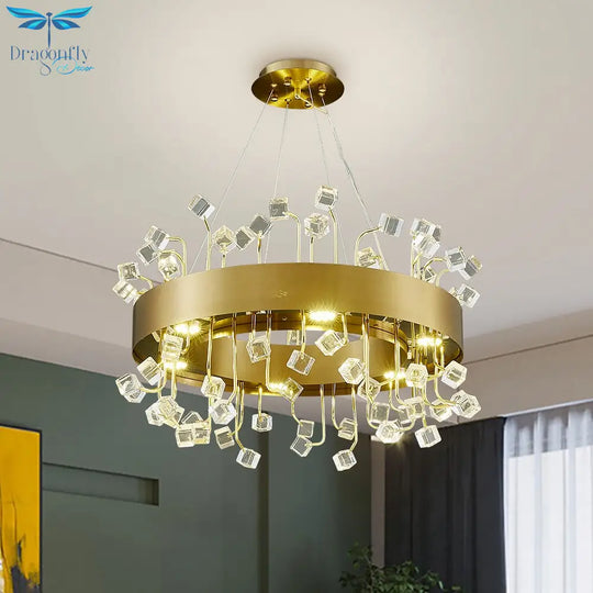 Colour Crystal Led Chandeliers For Living Room Indoor Lighting Round Chandelier Bedroom Rectangle
