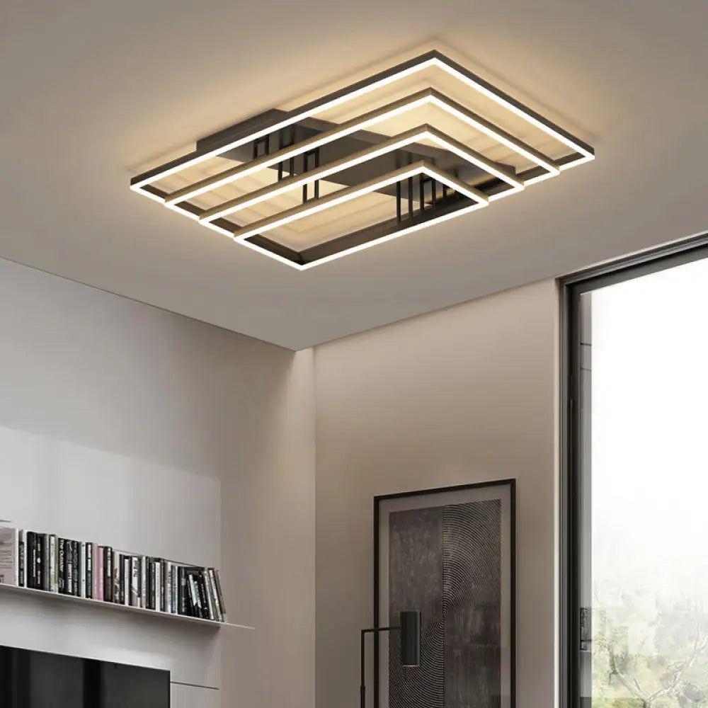 Contemporary Acrylic Bedroom Ceiling Mount Light Fixture - Geometric Semi Flush Black / White