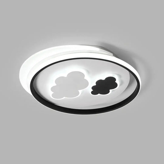 Contemporary Cloud - Shaped Flush Mount Ceiling Light For Kids Room In Black - White / 18’