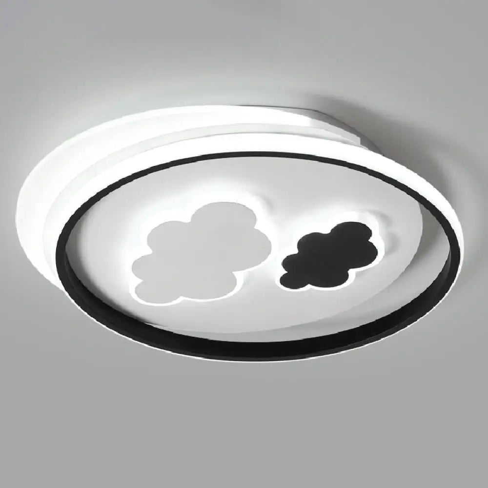 Contemporary Cloud - Shaped Flush Mount Ceiling Light For Kids Room In Black - White / 21.5’