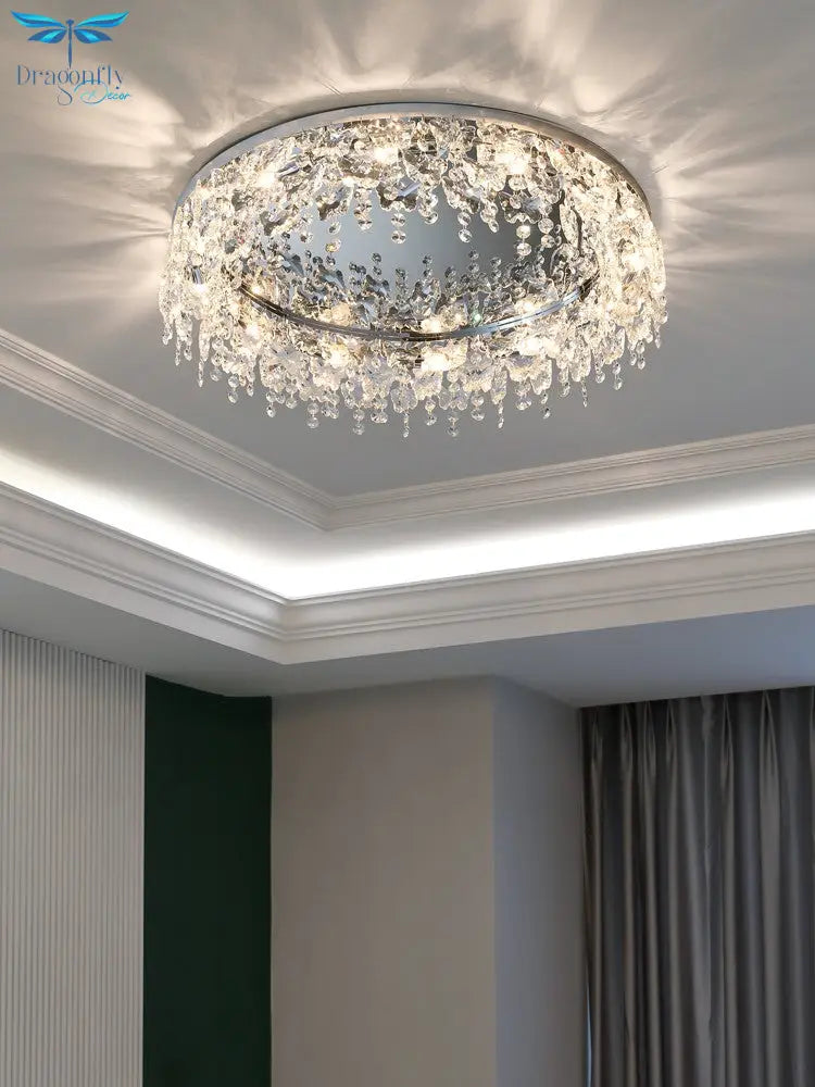 Contemporary Crystal Led Ceiling Chandelier For Living Room Bedroom Kitchen And Dining Areas Light