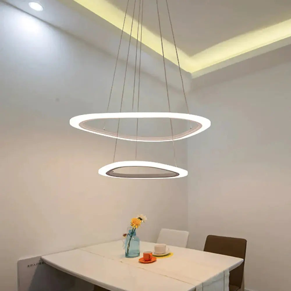 Contemporary Triangular Led Pendant Light In Warm/White - Available Multiple Sizes White / 2 Tiers
