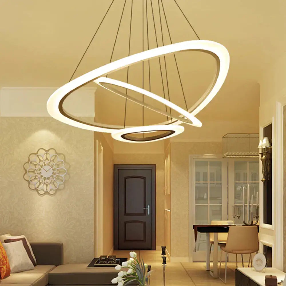 Contemporary Triangular Led Pendant Light In Warm/White - Available Multiple Sizes White / 3 Tiers