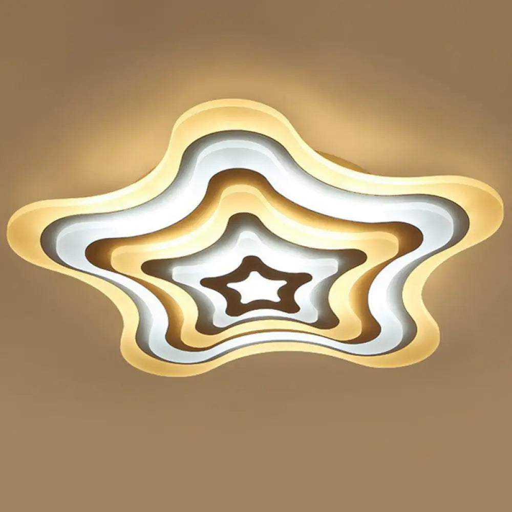 Contemporary Ultra - Thin Starfish Acrylic Led Flush Mount Light White Flushmount Ceiling Fixture