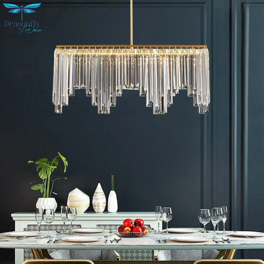 Copper Crystal Grandeur: Rectangular Led Chandeliers For Dining Tables Chandelier