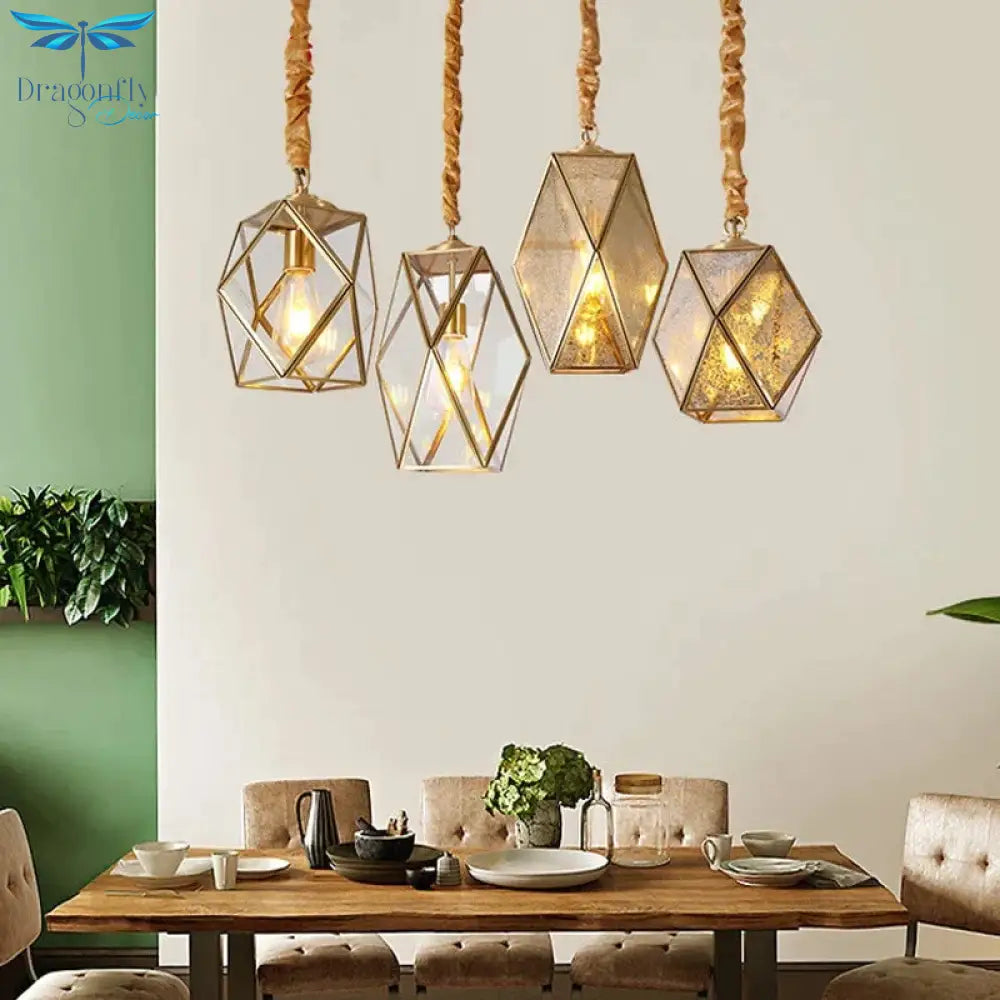 Copper Pendant Lights Dining Retro Glass Lamp Kitchen Modern Lustre Salon Fixtures Loft Lighting