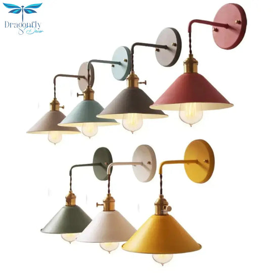 Copper Wall Lamp Nordic Macaron Color Children’s Room Bedside Creative Personality Lamps