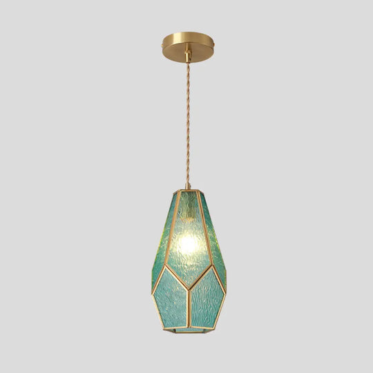 Corinne - Tiffany Suspended Lighting Fixture Style Shaded Glass Hanging Pendant With Brass Canopy