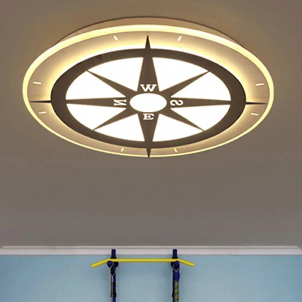 Creative Compass Flushmount Light - White Acrylic Ceiling Fixture For Children Room Nursing Rooms /