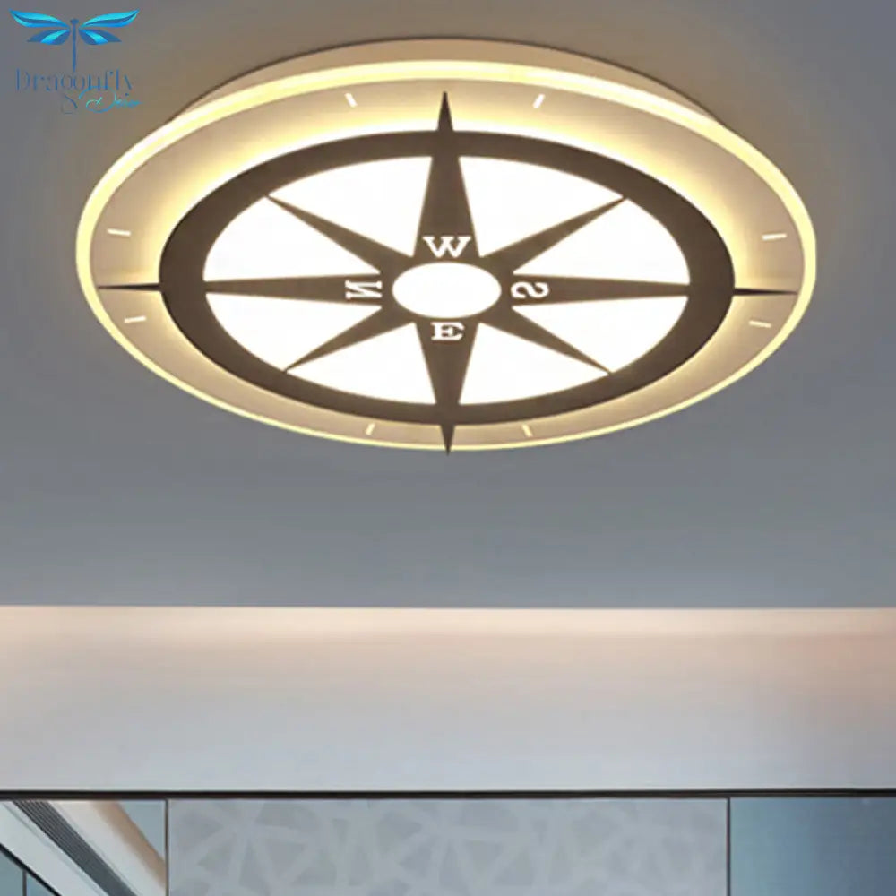 Creative Compass Flushmount Light - White Acrylic Ceiling Fixture For Children Room Nursing Rooms