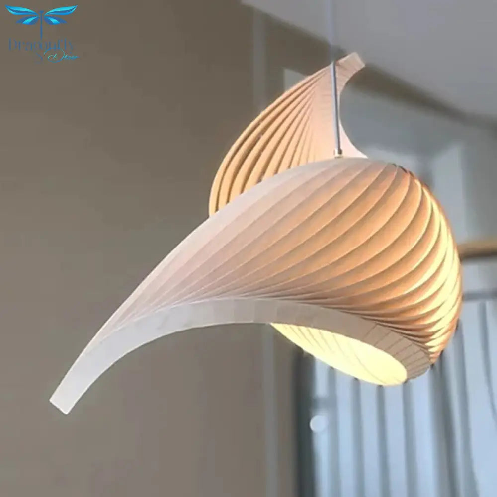 Creative Conch - Inspired Wooden Chandelier - Unique Hollow Light Fixtures For Living Room