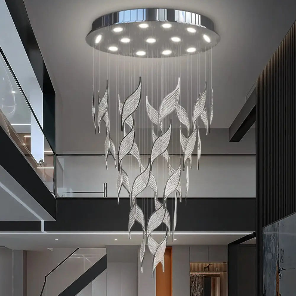 Creative Crystal Chandelier For Staircase Modern Led Home Decor Indoor Lighting Round Luxury New