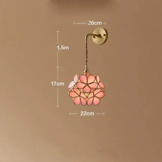 Creative Retro Pure Copper Petal Flower Bedside Bedroom Wall Lamp House Coffee Shop Japanese