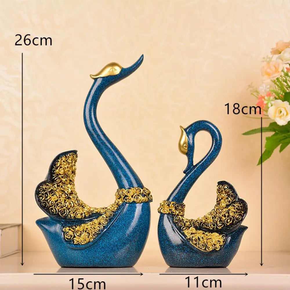 Creative Swan Figurines - Resin Crafts For Bedroom And Living Room Decor A - Blue Home Essentials