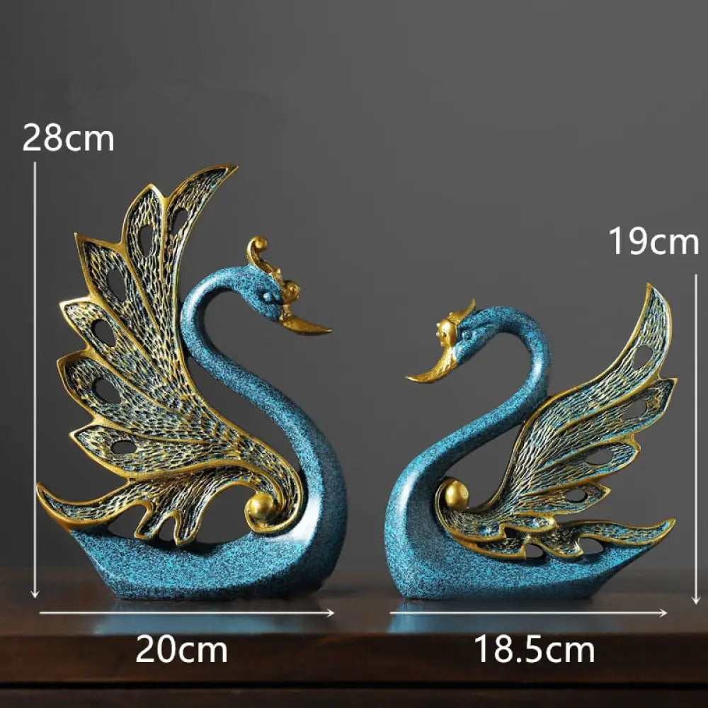 Creative Swan Figurines - Resin Crafts For Bedroom And Living Room Decor B - Blue M Home Essentials