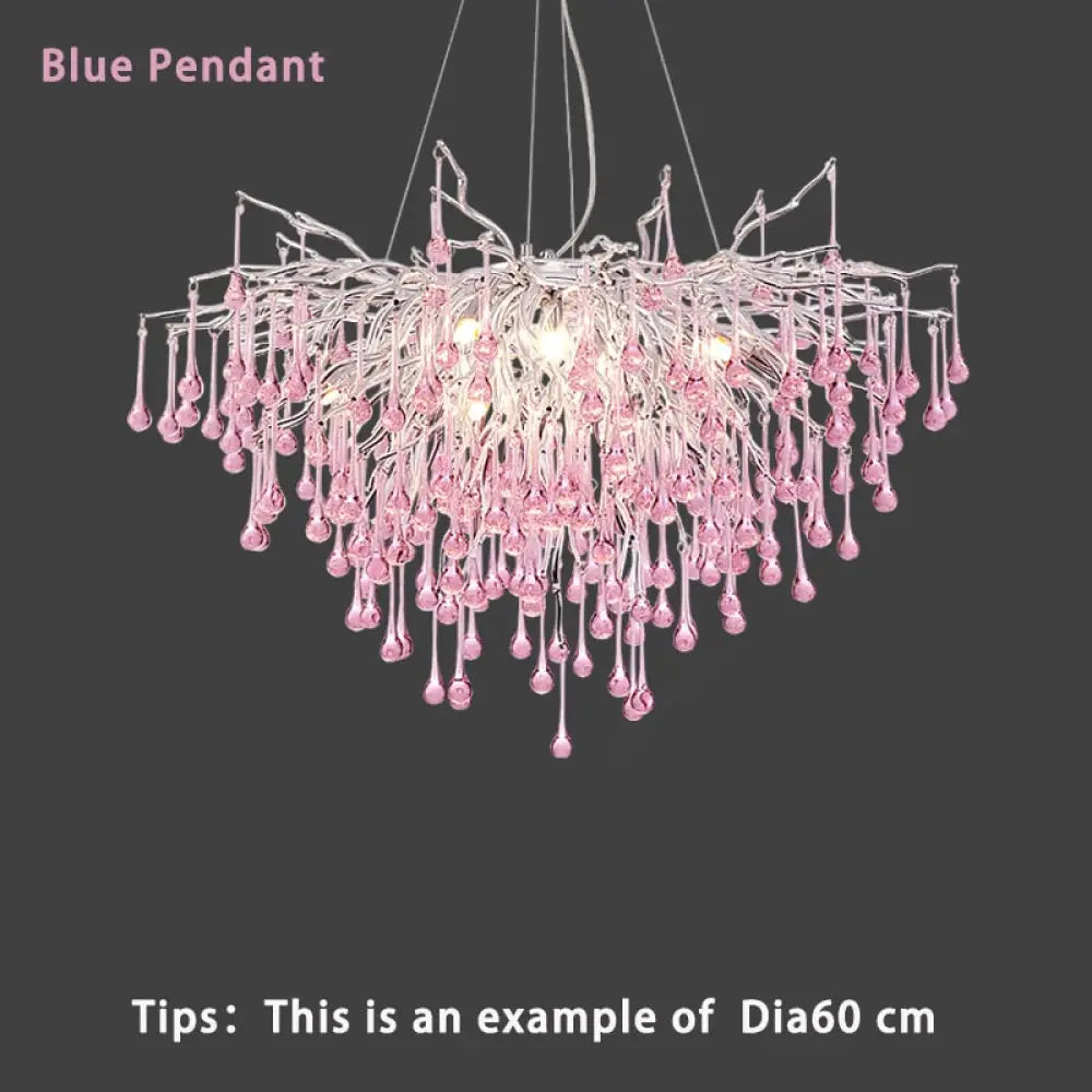 Creative Tree Branch Chandelier For Bedroom Girl Room Decoration Hanging Lamp Lovely Cute Pink Blue