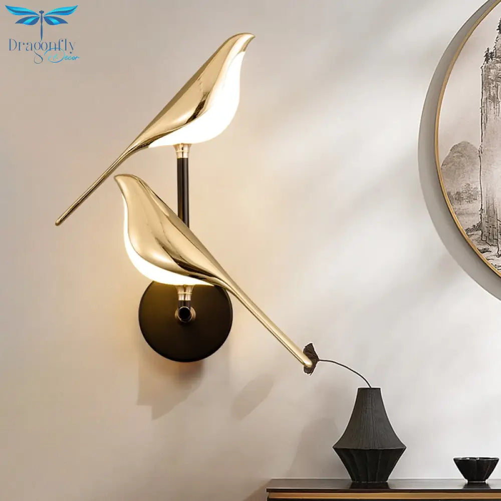 Creativity Bird Design Gold Plating Led Wall Lamps Hallway Stairs Sconce Lamp Living Room Bedroom