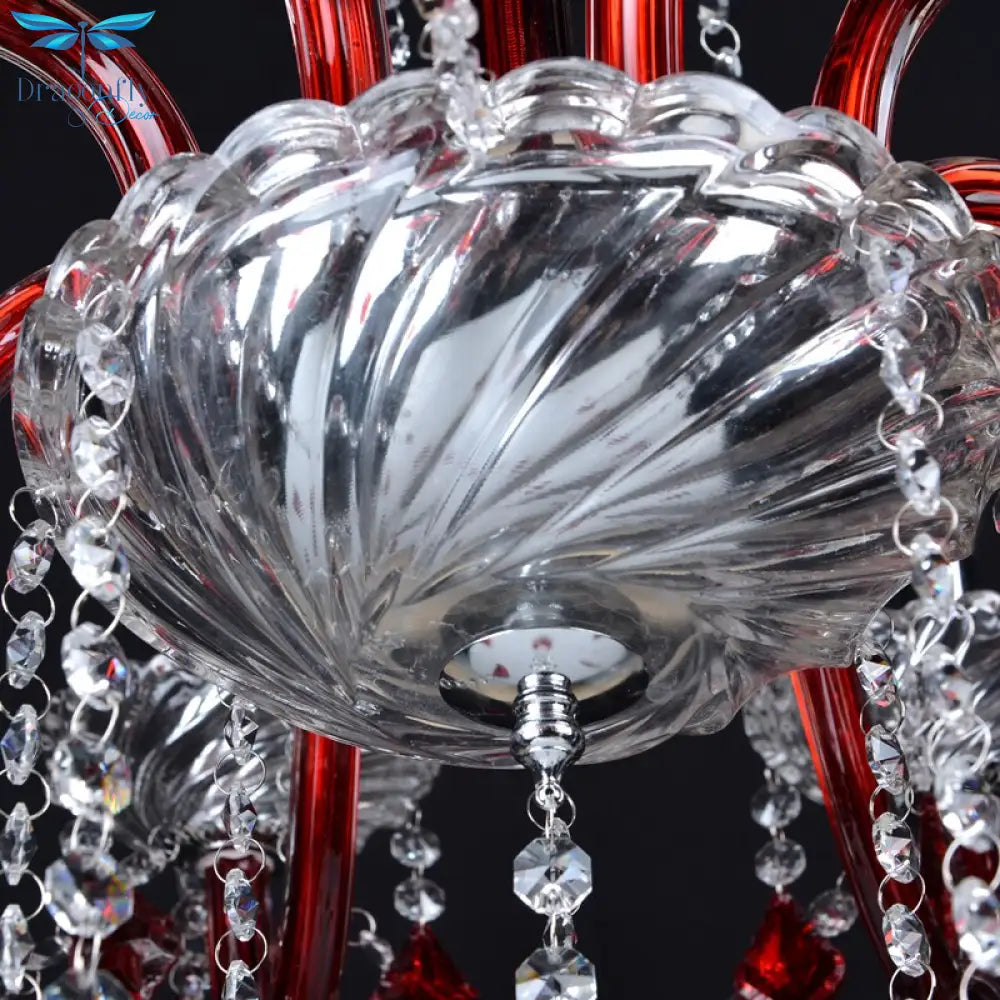 Crimson Luminary: Red K9 Crystal Chandelier - A Luxury Ceiling Hanging Lamp For Bedroom Living Room