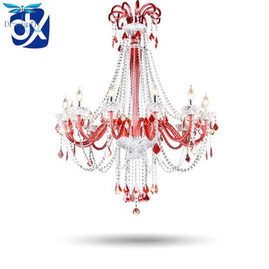 Crimson Luminary: Red K9 Crystal Chandelier - A Luxury Ceiling Hanging Lamp For Bedroom Living Room