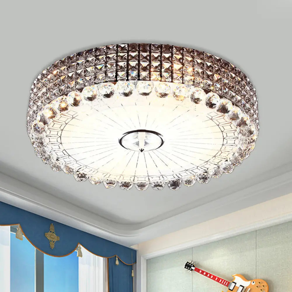 Crystal Beveled Flush Mount Led Ceiling Light In Silver/Gold 16/23.5 Inch Dia Silver / 16’