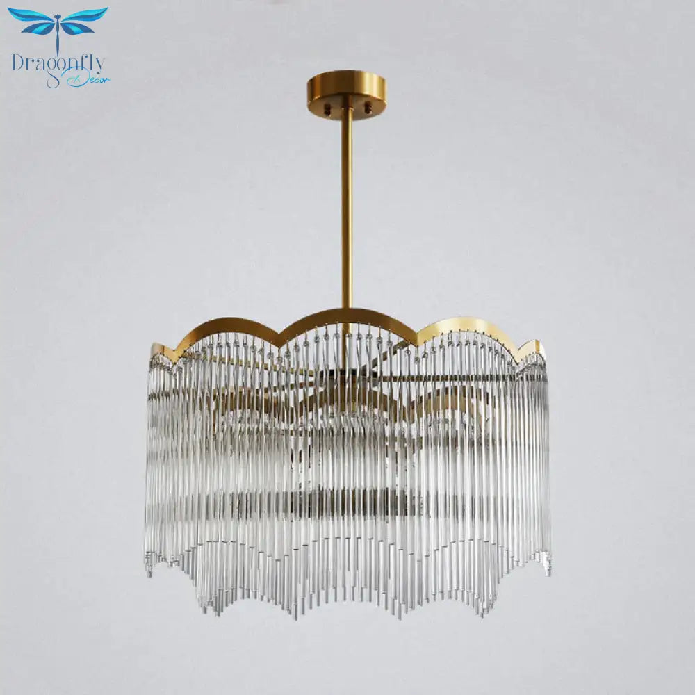 Crystal Gold Hanging Chandelier Round 6/9 Lights Traditional Ceiling Down Lighting Pendant For