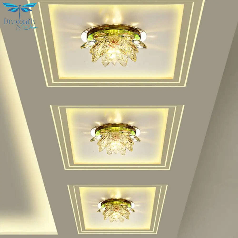 Crystal Led Ceiling Light 3W Ac90 - 260V Modern Lamp Aisle Corridor Hall Lighting Pumpkin Lotus