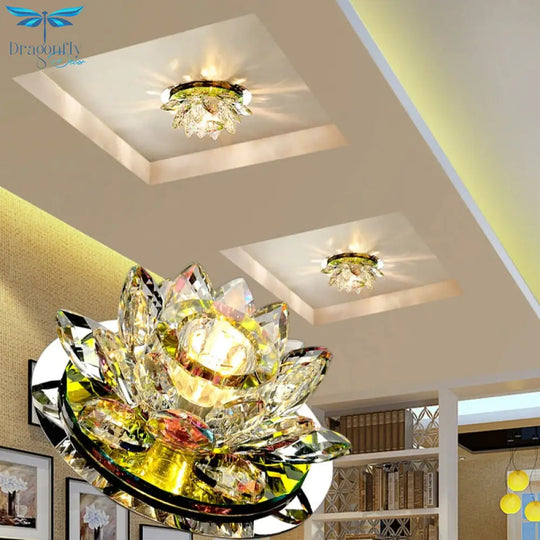 Crystal Led Ceiling Light 3W Ac90 - 260V Modern Lamp Aisle Corridor Hall Lighting Pumpkin Lotus