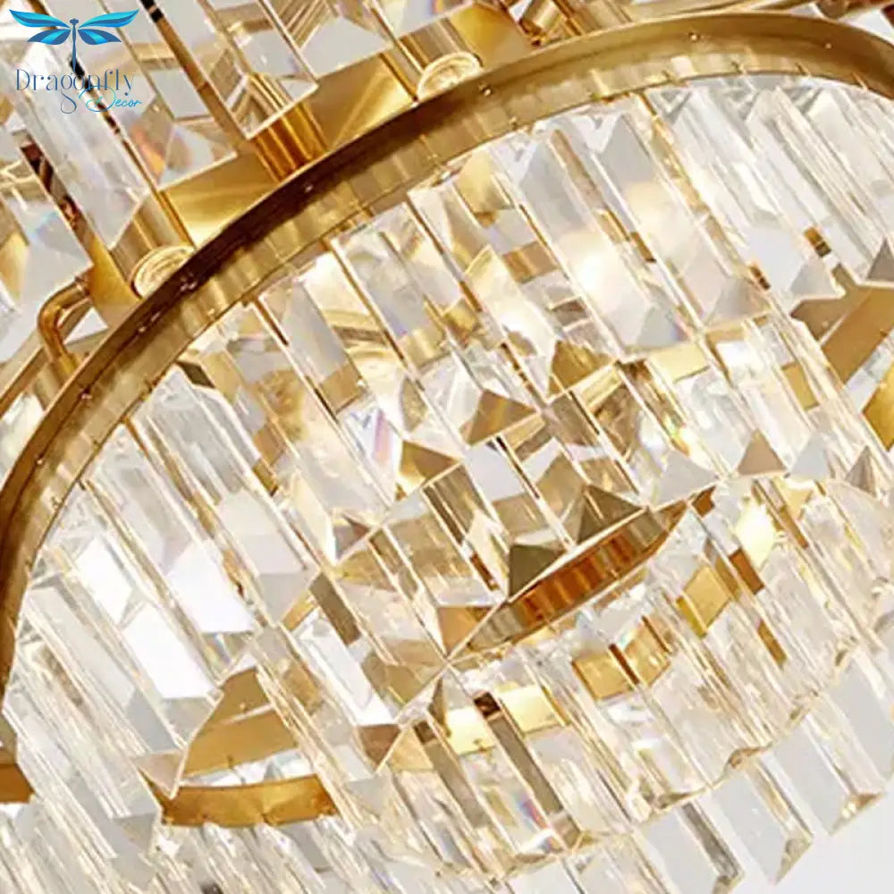Crystal Multi - Tiered Chandelier 15 - Bulb Dining Room Ceiling Hang Light In Gold Pendant Lighting