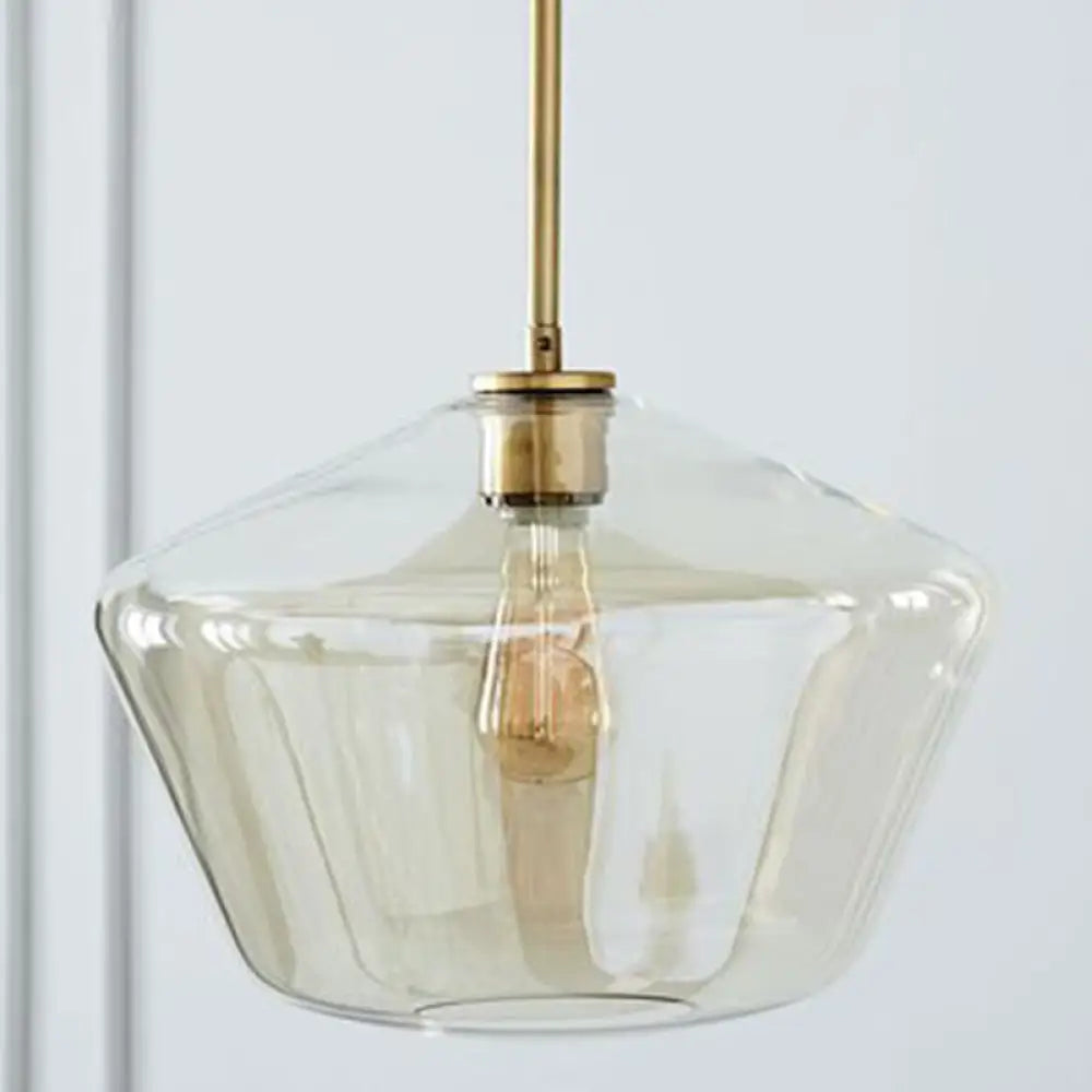 Cup - Shape Minimalist Pendant Lighting Fixture With Glass Shade Champagne / 12’