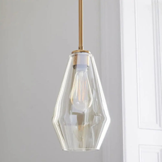 Cup - Shape Minimalist Pendant Lighting Fixture With Glass Shade Champagne / 7’
