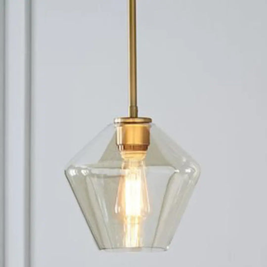 Cup - Shape Minimalist Pendant Lighting Fixture With Glass Shade Champagne / 9’