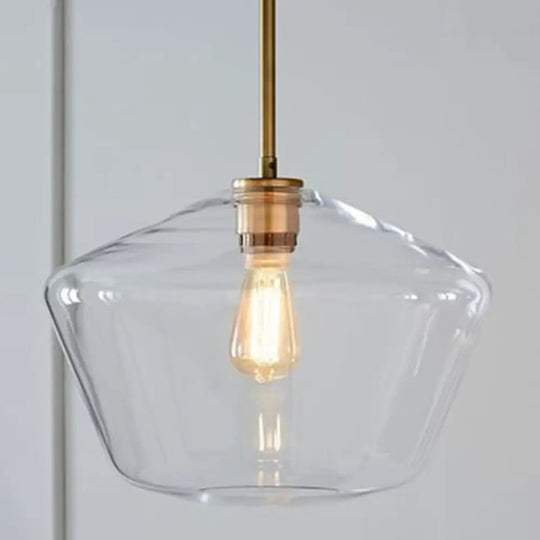 Cup - Shape Minimalist Pendant Lighting Fixture With Glass Shade Clear / 12’