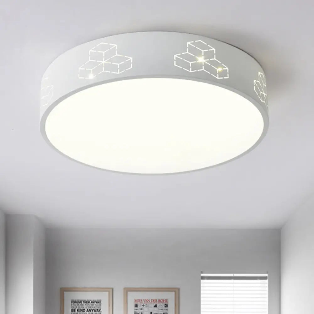 Cutout Iron Shade Led Flush Mount Ceiling Light For Kids Room - Moon - Star/Cube/Elephant Design In