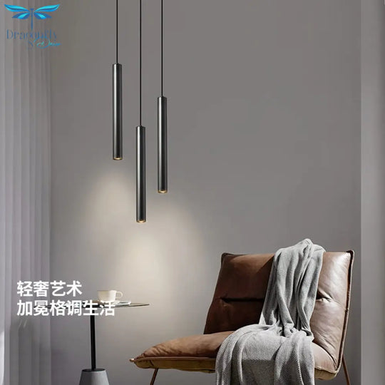 Cylindrical Long Pendant Lamp Nordic Modern Living Room Designer Loft Simple Kitchen Bedroom Bar