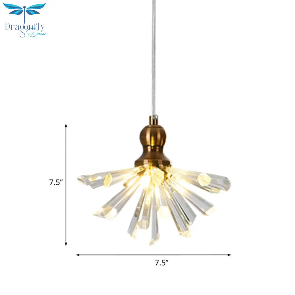 Daisy Flower Mini Hanging Lamp Art Decor Gold Crystal Rod Pendant Light Fixture Chandelier