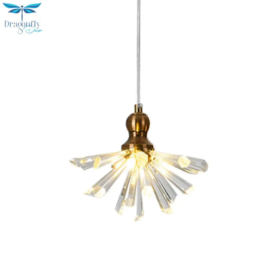 Daisy Flower Mini Hanging Lamp Art Decor Gold Crystal Rod Pendant Light Fixture Chandelier