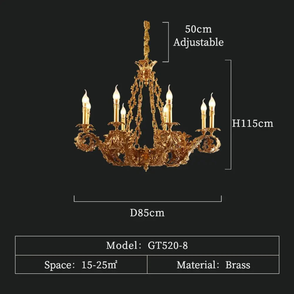 Dazzle - French Classic Luxury Baroque Light Led Antique Brass Indoor Lighting Chandelier 8Lights