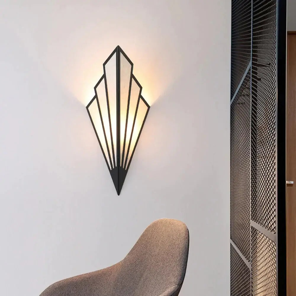 Diamond Shape Modern Wall Light Sconce For Bedroom Dining Room Black / Warm Light