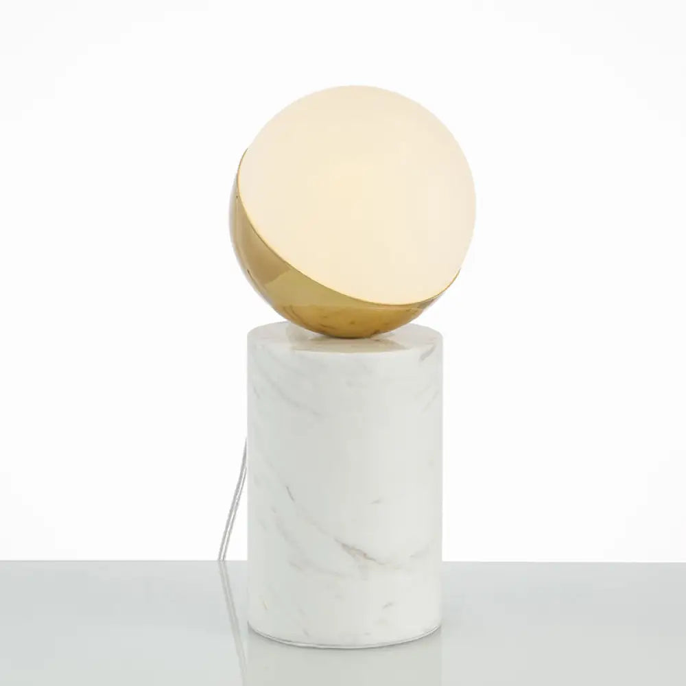 Diane - Nightstand Light Cream Glass Single Bedside Table Lamp White